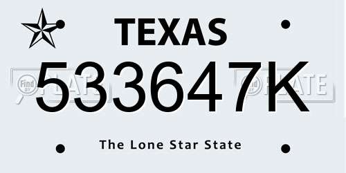 533647K Texas License Plate