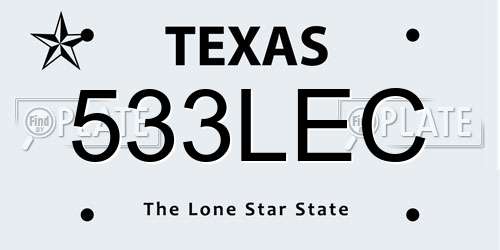 533LEC Texas License Plate