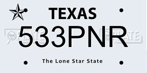 533PNR Texas License Plate