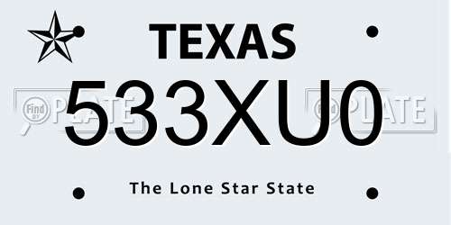 533XU0 Texas License Plate