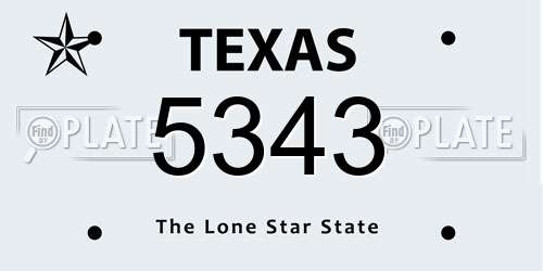 5343 Texas License Plate