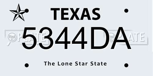 5344DA Texas License Plate