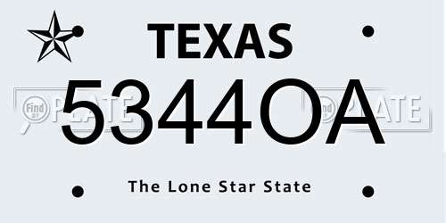 5344OA Texas License Plate