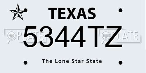 5344TZ Texas License Plate