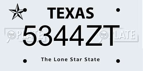 5344ZT Texas License Plate
