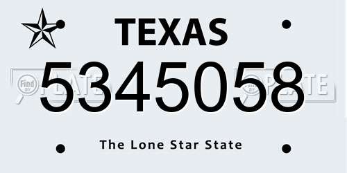 5345058 Texas License Plate