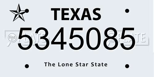 5345085 Texas License Plate