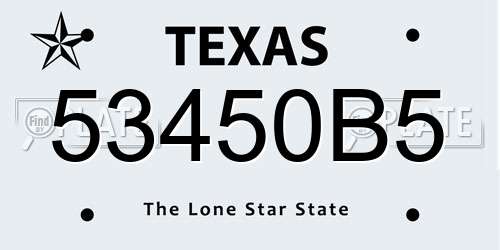 53450B5 Texas License Plate