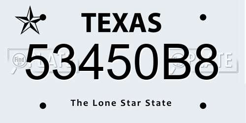 53450B8 Texas License Plate
