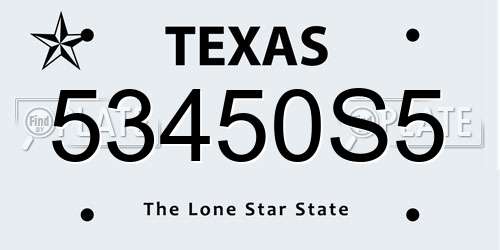 53450S5 Texas License Plate