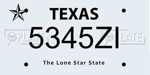 5345ZI Texas License Plate