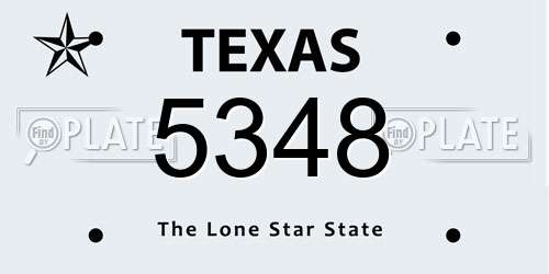 5348 Texas License Plate
