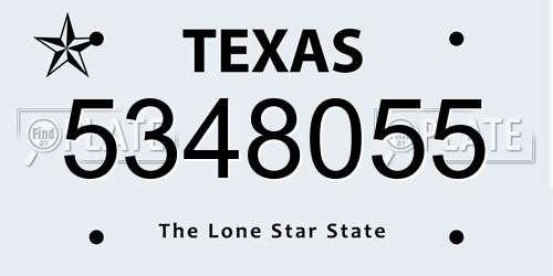 5348055 Texas License Plate