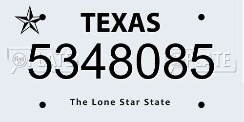 5348085 Texas License Plate