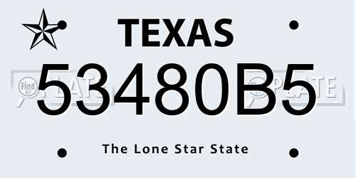 53480B5 Texas License Plate