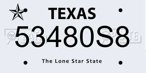 53480S8 Texas License Plate