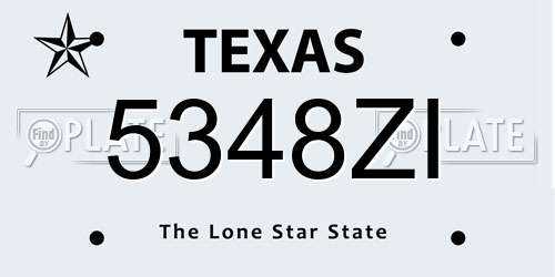 5348ZI Texas License Plate