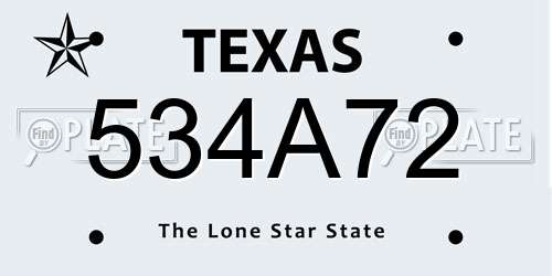 534A72 Texas License Plate