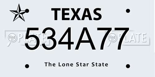 534A77 Texas License Plate