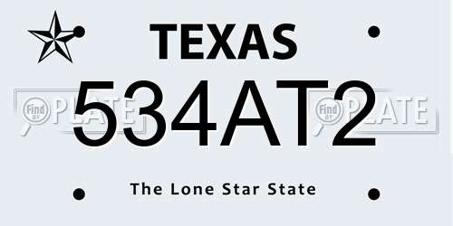 534AT2 Texas License Plate