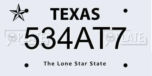 534AT7 Texas License Plate