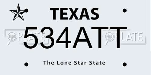 534ATT Texas License Plate