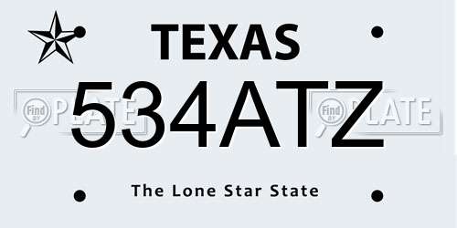 534ATZ Texas License Plate