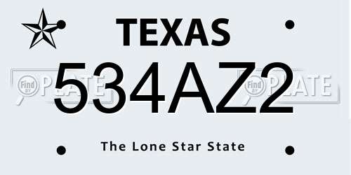 534AZ2 Texas License Plate