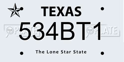 534BT1 Texas License Plate