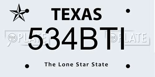 534BTI Texas License Plate