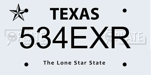 534EXR Texas License Plate