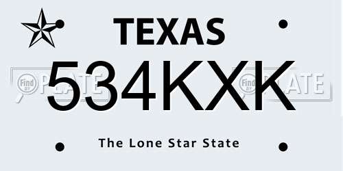 534KXK Texas License Plate