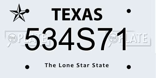 534S71 Texas License Plate