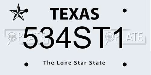 534ST1 Texas License Plate
