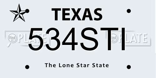 534STI Texas License Plate