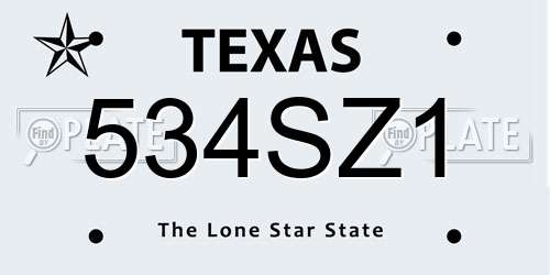 534SZ1 Texas License Plate