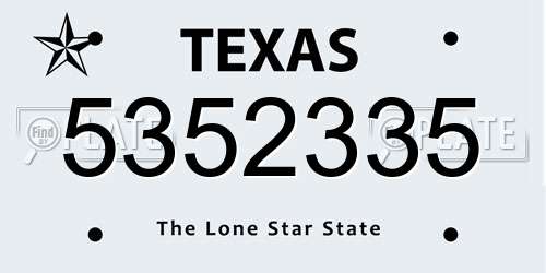5352335 Texas License Plate