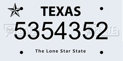 5354352 Texas License Plate