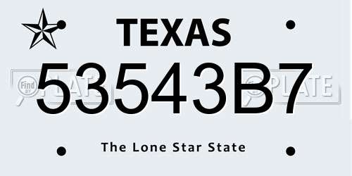 53543B7 Texas License Plate