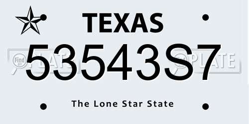 53543S7 Texas License Plate
