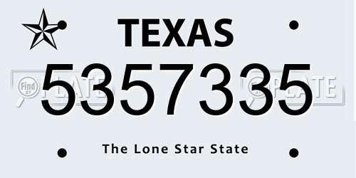 5357335 Texas License Plate