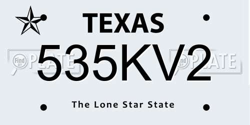 535KV2 Texas License Plate