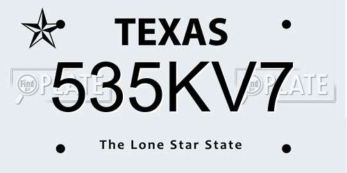 535KV7 Texas License Plate