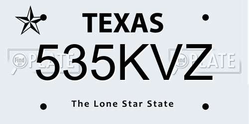 535KVZ Texas License Plate