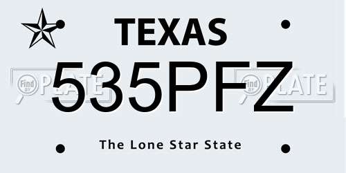 535PFZ Texas License Plate