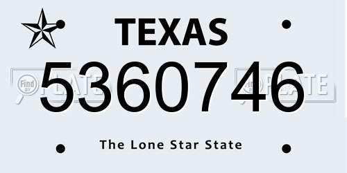 5360746 Texas License Plate