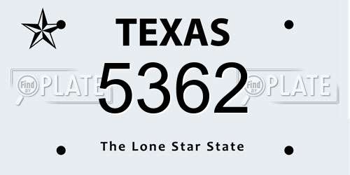 5362 Texas License Plate