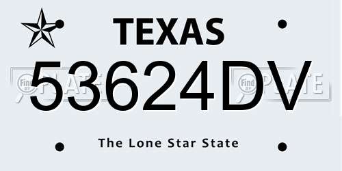 53624DV Texas License Plate