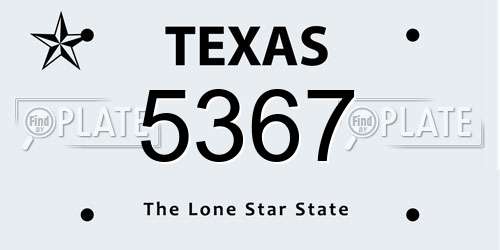 5367 Texas License Plate