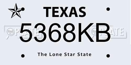 5368KB Texas License Plate